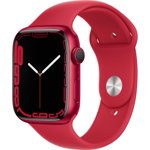 Ceas smartwatch apple watch s7 gps, 45mm red aluminium case with red sport band - regular