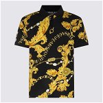 Versace Jeans Couture VERSACE JEANS COUTURE BLACK AND GOLD COTTON POLO SHIRT Black, Versace Jeans Couture