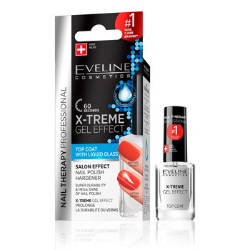 Tratament gel efect Top Coat X-treme Nail Therapy, 12ml, Eveline Cosmetics, Eveline Cosmetics