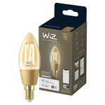 Bec LED inteligent vintage WiZ Filament Whites Philips, Wireless, C35, E14, 4.9W (25W), 220-240V, temperatura lumina reglabila calda-rece (2000K-5000K), 370 lumeni, durata de viata 15.000 de ore, clasa energetica A+, compatibil Google Assistant/Alexa/Sir, Philips