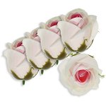Trandafir din sapun alb roz degrade 5cm cu tija din plastic 5 set, Galeria Creativ