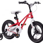 Bicicleta Copii 4-6 ani, Roti 16 Inch, Cadru Magneziu, Frane Disc, Roti Ajutatoare, Galaxy G1601C, Rosu cu Design Alb