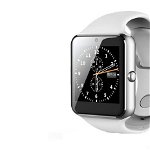 Ceas Smartwatch BigShot Q7S, Camera, Bluetooth, LCD Capacitiv 1.54 inch, Antizgarieturi, Slot Card, Alb, Inter-Line Company SRL