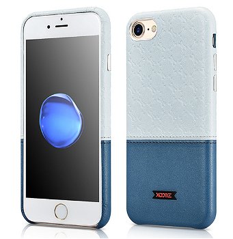Husa XOOMZ protectie spate, handmade, pentru iPhone 7 8 din piele sintetica, albastru bleu, XOOMZ