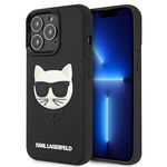 Husa Karl Lagerfeld KLHCP13LCH3DBK compatibila cu iPhone 13 Pro, 3D Rubber Choupette, Negru, Karl Lagerfeld