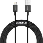 Cablu de date Baseus CALYS-C01, USB - Lightning, 2 m, 2.4A, Negru, BASEUS