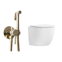 Set vas wc suspendat Matilda Alb cu Dus igienic Rea Loop Auriu Lucios, Rea