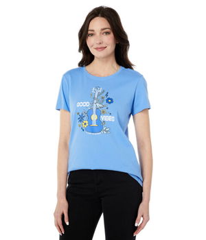 Imbracaminte Femei Life is Good Good Vibes Guitar Crushertrade Tee Cornflower Blue, Life is Good