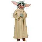Costum pentru copii IdeallStore®, Baby Yoda, bej, 3-5 ani, masca inclusa, IdeallStore