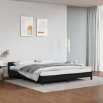 vidaXL Cadru de pat cu tăblie, negru, 160x200 cm, piele ecologică, vidaXL