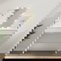 Masa de toaleta cu LED vidaXL, alb extralucios, 96x40x142 cm, 28 kg