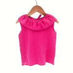 Tricou cu volanase pentru copii, din muselina, Pink Pop, 6-7 ani, Too