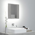 Dulap cu oglindă cu LED de baie, gri sonoma, 40x12x45 cm, lemn, Casa Practica