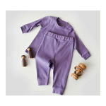 Set bluzita cu maneca lunga si pantaloni lungi din bumbac organic si 5% elastan - Mov, BabyCosy (Marime: 6-9 luni), BabyCosy