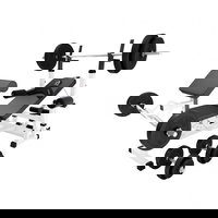 BANCA MULTIFUNCTIONALA FITNESS + SET GREUTĂȚI 100 KG 30/31 MM, Alb/Negru Gorilla Sports, Gorilla Sports