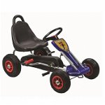 GO Kart cu pedale, 3-6 ani, Kinderauto A-05-1, roti Gonflabile, culoare Albastru, Hollicy