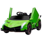 Lamborghini Veneno Electric cu Licenta 12V pentru Copii cu Usi Tip Fluture, Baterie Portabila, Claxon, pentru 3-6 ani, Verde HOMCOM | Aosom RO, HOMCOM