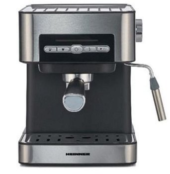 Espressor semi-automat Heinner HEM-B2016SA, 850 W, 20 bar, 20 bar, rezervor apa detasabil 1.6 l, optiuni presetate pentru 1 sau 2 cesti, filtru din inox, plita pentru mentinere cafea calda, decoaratii