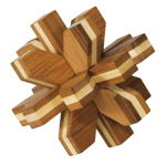Joc logic IQ din lemn de bambus Cristal 3D, Fridolin, 8-9 ani +, Fridolin