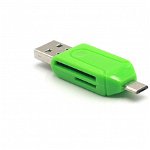 Card reader Memo Switch, USB 2.0 si microUSB, verde