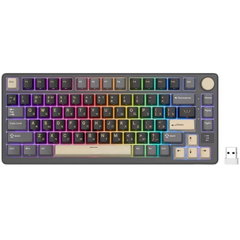 Tastatura Gaming Royal Kludge RK-M75, Brown switch, iluminare RGB, Wireless 2.4Ghz, Bluetooth Albastru/Alb