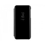 Husa Tip Carte Mirror Samsung Galaxy A31, Negru Cu Folie Sticla Upzz Glass Inclusa In Pachet