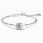 Bratara rigida Eternal Flower, galbena,placata cu rodiu - M, Swarovski