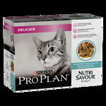 PURINA PRO PLAN DELICATE NUTRISAVOUR, Peste Oceanic, 10 x 85 g, Purina Pro Plan