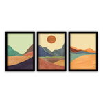 Set 3 tablouri cu ramă neagră Vavien Artwork Sunrise, 35 x 45 cm, Vavien Artwork