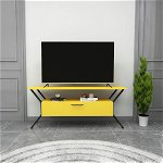 Comoda TV, Kalune Design, Tarz, 124x54x35 cm, Galben/Negru, Kalune Design