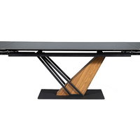 Masa extensibila din MDF si metal Fergal Stejar / Negru, L160-220xl90xH75 cm