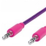 Cablu audio Manhattan Jack 3.5 mm Male - Jack 3.5 mm Male, 1m, mov - roz
