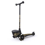 Trotineta copii pliabila cu roti luminoase, suport jucarie, Highwaykick 2 Black Gold Limited, 2 ani +, pana la 50 kg, Scoot Ride, Scoot and Ride