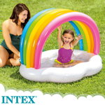 Piscina gonflabila pentru copii Rainbow, Intex, 142x119x84 cm, 82 L, multicolor, Intex