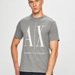 Armani Exchange tricou din bumbac Culoarea gri, cu imprimeu, Armani Exchange