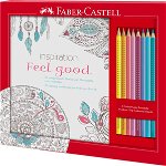 Set Cadou Feel Good 8 Creioane Colorate Grip + Carte Colorat Faber-castell, Faber-Castell