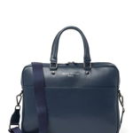 Genti Barbati Maison Heritage Leather Briefcase Shoulder Bag NAVY