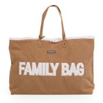 Geanta Childhome Family Bag, aspect piele intoarsa Bej, Childhome