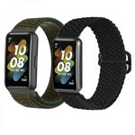 Set 2 curele pentru bratara fitness Huawei Band 7 din nylon cu telescop Quick Release negru verde, krasscom