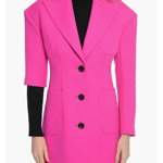 Dolce & Gabbana Wool Canvas Long Blazer With Asymmetric Sleeves Pink, Dolce & Gabbana