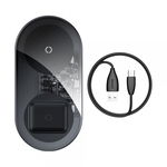 Incarcator Premium De Birou Wireless Baseus Simple 2 In 1 Pentru Telefon Si Airpods 18w Negru Transparent, Baseus