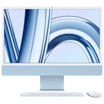 Apple All-In-One PC Apple iMac 24 inch 4.5K Retina, Procesor Apple M3, 8GB RAM, 256GB SSD, 10 core GPU, macOS Sonoma, INT keyboard, Albastru, Apple