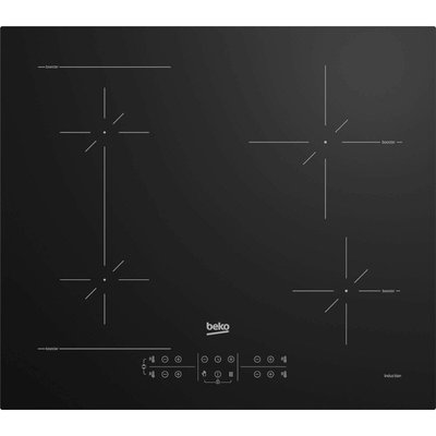 Plita incorporabila Beko HII64200SFMT, Inductie, 4 zone de gatit, Booster, Touch control, Stop & Go, OverHeat Safety System, Auto Shutdown, 60 cm, Negru