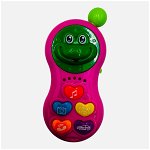 Telefon de jucarie cu sunete si lumini, pentru bebelusi, roz, 18x12, +3ani, 