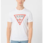 Tricou cu decolteu la baza gatului si logo, GUESS