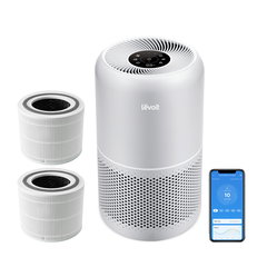 Purificator de aer Smart Levoit Core 300S Plus Wi-Fi, Filtru 3 in 1 True HEPA, Carbon Activ, Alexa, Google Home, Panou Comanda Touch Screen, Control Remote, Gri + un filtru in plus