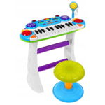 Instrument muzical MalPlay Orga electronica cu microfon si scaun 45 cm Albastru si Verde, Malplay