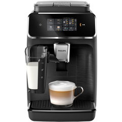 Espressor automat Philips seria 2300 EP2330/10, LatteGO, 4 tipuri de bauturi, ecran tactil intuitiv, Tehnologie noua SilentBrew, Aplicatie HomeID, rasnita ceramica, negru mat