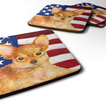 Caroline`s Treasures Carolines Comori BB9722FC jucărie Terrier Patriotic Foam Coaster Set de 4 Multicolore 3 1/2 x 3 1/2, 