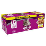 Whiskas - Wet food for adult cats, multiple packaging, selection of bird stew in gelatin, 40 bags, 85 g each